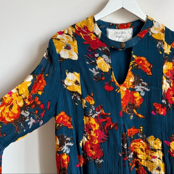 California Moonrise Mini Dress Tunic Size M Boho Floral Print Multicolor - Picture 11 of 14